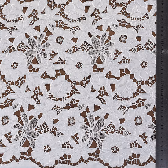 Custom 3D Laser Cut Embroidery Satin Fabric