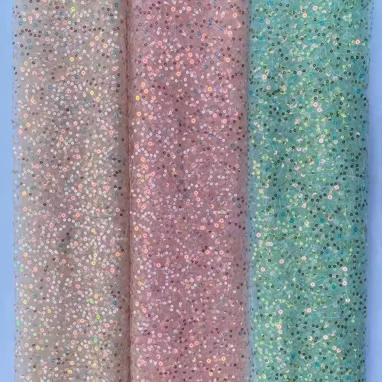 100% Polyester Lace Beaded Fabric