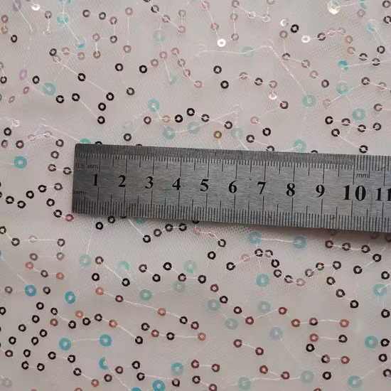 100% Polyester Lace Beaded Fabric