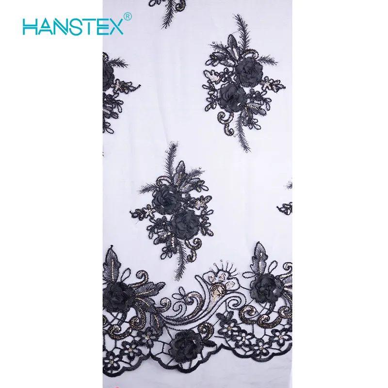 Tissu blanc de dentelle de broderie de conception d'ODM/OEM