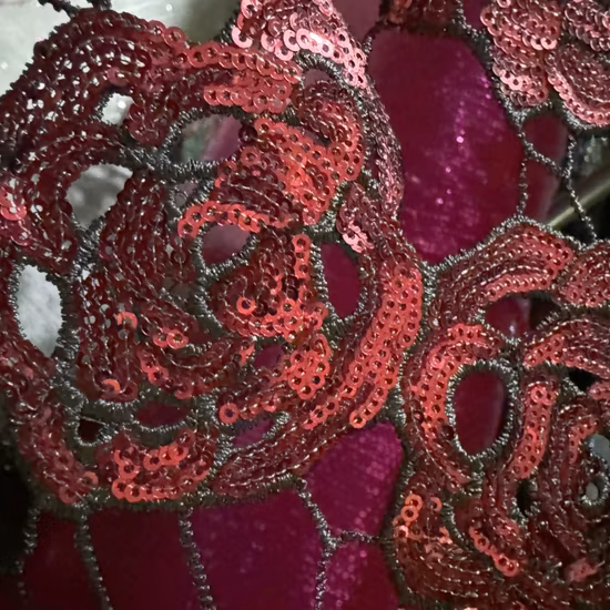 Tissu en dentelle à paillettes scintillantes, dernière conception, feuille de fleur, maille brodée plate, pour robes de soirée populaires
