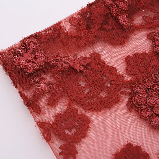 Tissu africain brodé en dentelle à paillettes, beau français, vente en gros