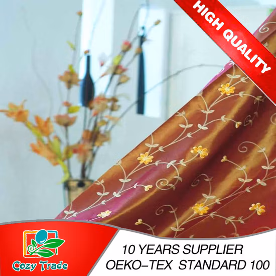 Tissu de rideau de broderie de voile de conception de fruits, tissu transparent