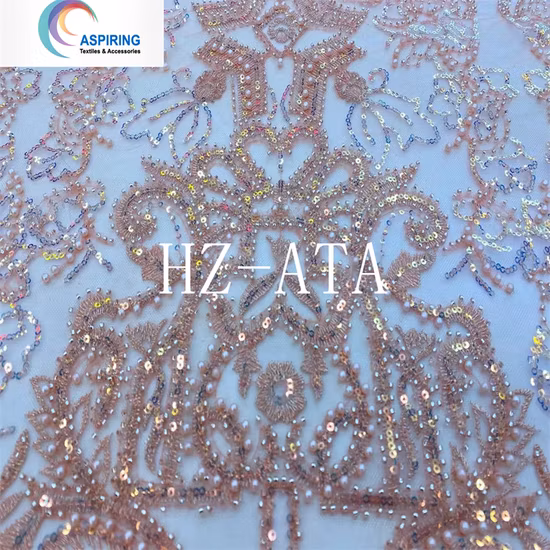 Tissu en dentelle perlée fait à la main pour mariage africain, broderie de paillettes pour femmes